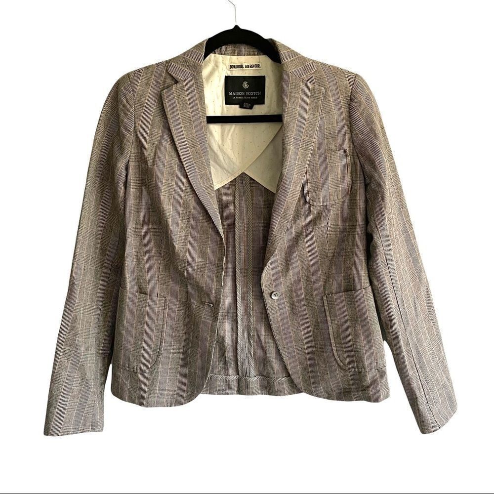 MAISON SCOTCH Scotch & Soda Linen Cotton Blazer Leather Elbow Patches XSP